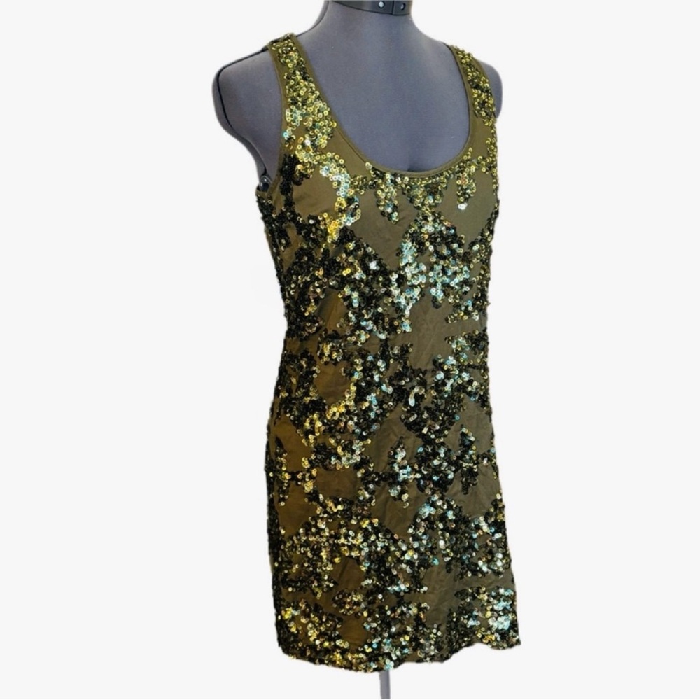 J. Crew Olive Green Sequin Dress - Picture 2 of 9